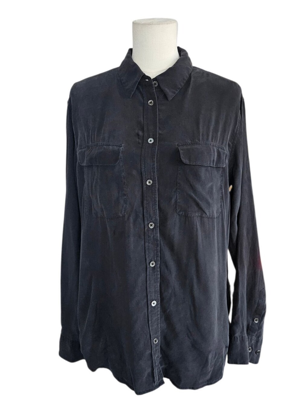 Equipment Femme Slim Signature Silk Shirt Blouse Faded Black L